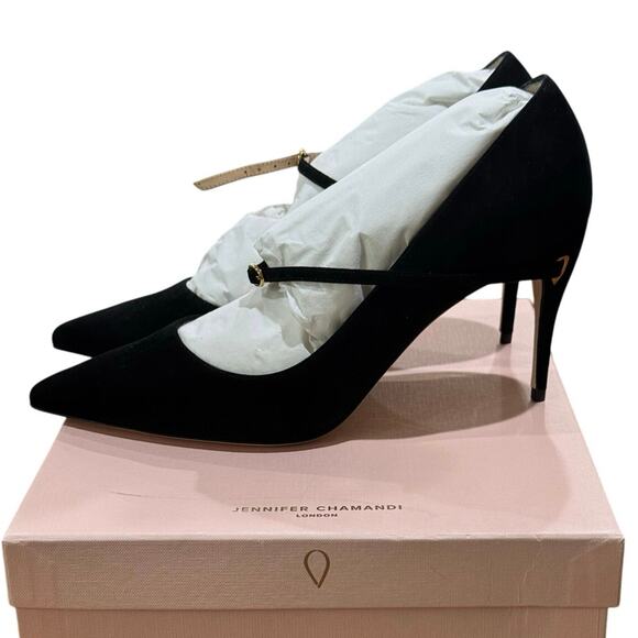 Jennifer Chamandi Lorenzo 85mm Black Suede Pumps sz. 39.5 eu - Picture 5 of 9